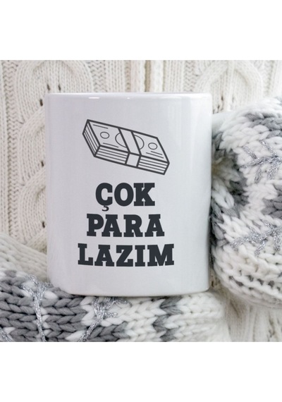 Çok Para Lazım Iki Tarafı Baskılı Kupa Bardak Çok Renkli