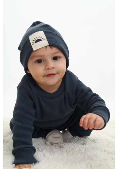 My Kids Wear Fitilli Unisex Bebek - Çocuk Üçlü Takım Krem-Mavi