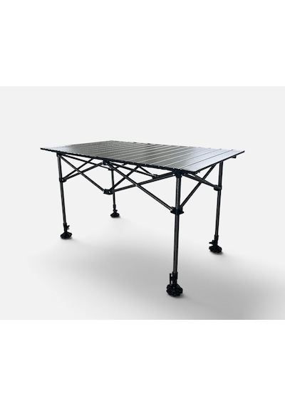 Campplus Yayla Büyük Boy Katlanabilir Kamp Masası Teleskopik Ayaklı 95x55 Cm Gri - Siyah