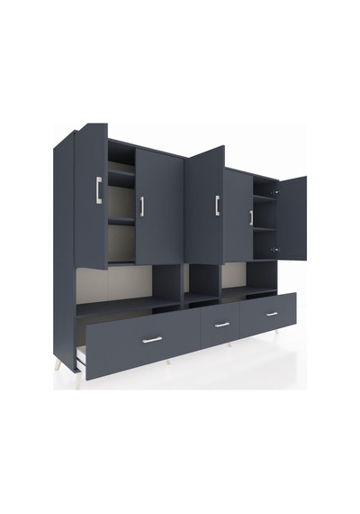 Hyperion Dolap 12 Raflı 3 Çekmeceli 5 Kapaklı 220x44x163 Antrasit Antrasit-antrasit Hyperion Dolap 12 Raflı 3 Çekmeceli 5 Kapaklı 220x44x163 Antrasit Antrasit-antrasit