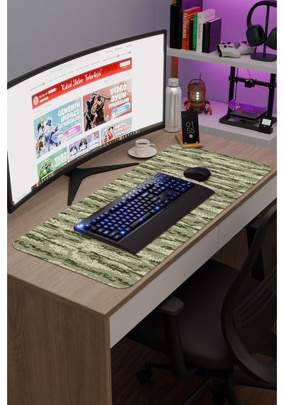 Kamuflaj Kaymaz Dikişli Kauçuk Oyuncu Mousepad V3 - 90x40 Xxl Gaming Mouse Pad Fare Altlığı