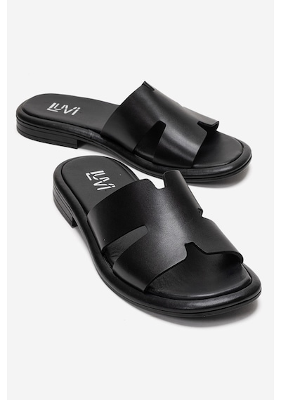 Luvishoes Brıo Siyah Cilt Hakiki Deri Kadın Terlik