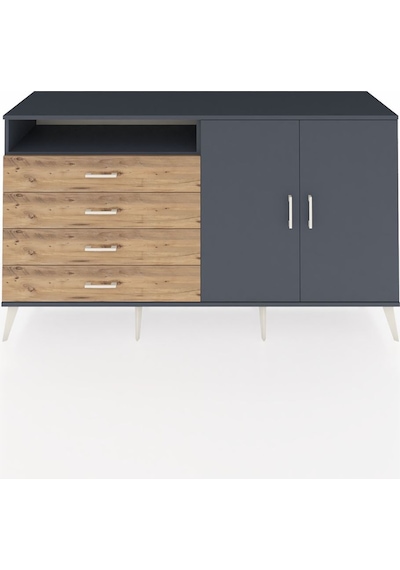 Hyperion Konsol 3 Raflı 4 Çekmeceli 2 Kapaklı 176x44x99 Antrasit- Antrasit-antrasit/çam