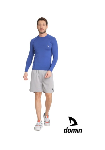 Hnc Sport Erkek Uzun Kol Sax Mavisi Fit Compression Fitness Spor Body Tshirt Saks Mavi