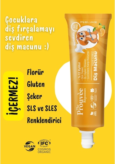 The Prouvée Réponses Organik Bebek & Çocuk Diş Macunu Portakallı 35 ML