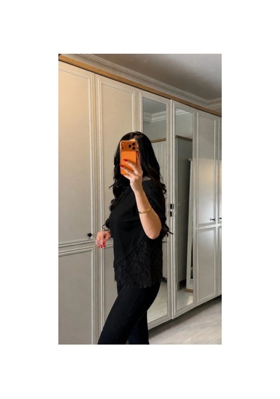 Butik İstanbul Kısa Kollu Bısıklet Yakalı Dantel Detaylı Vıskon Ikı Iplık Bluz Siyah Butik İstanbul Kısa Kollu Bısıklet Yakalı Dantel Detaylı Vıskon Ikı Iplık Bluz Siyah