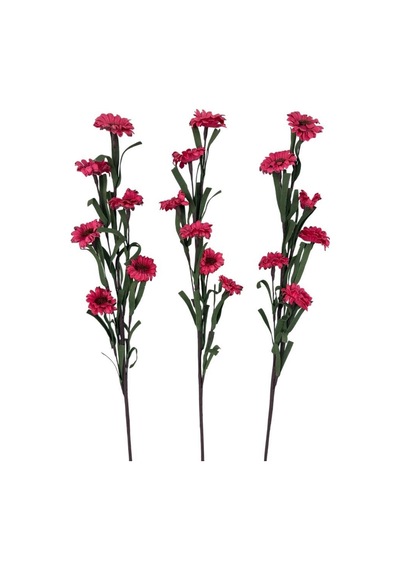 Yapay Çiçek Lateks Papatya Dalı Fuşya 6 Çiçekli 60 Cm Gerçek Dokulu Dekoratif Çiçek Fusya