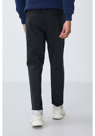 Tommy Life Koyu Gri Yüzeyi Dokulu Standart Fit Erkek Eşofman Alt - 82154
