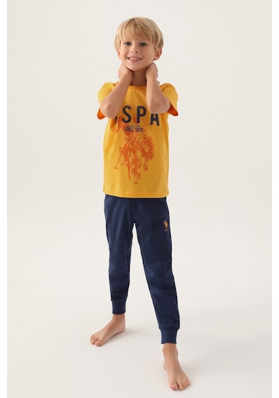 U.S. Polo Assn. Lisanslı Hat Hardal Erkek Çocuk Pijama Takımı 5274-43053 Hardal