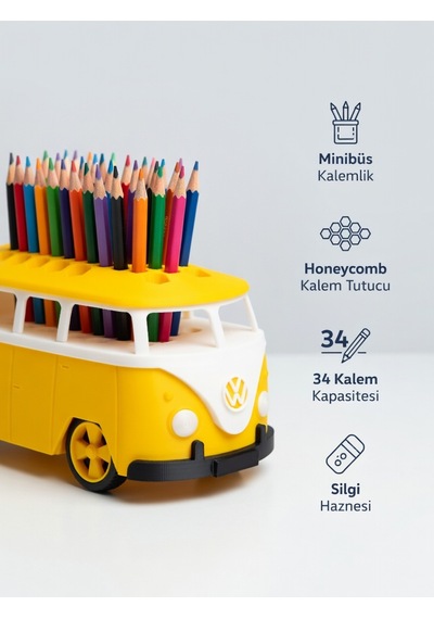 Minibüs Tasarım Kırmızı Sarı 3d Yazıcı Baskı Honeycomb Petek Kapaklı Masaüstü Aksesuarı Diğer