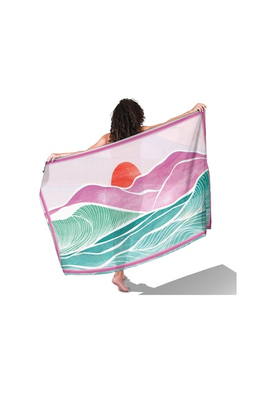 Sunwave Pembe Desen İç Göstermeyen Saten Pareo Çok Renkli