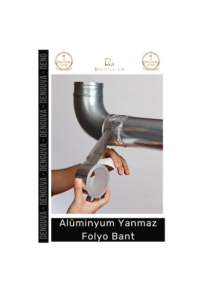 Suya Sıcaklığa Dayanıklı Tamir Soba Boru Yama Alüminyum Yanmaz Folyo Bant 45mm - 5mt - 2 Adet