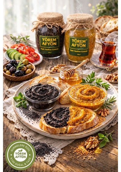 Yörem Afyon Meşhur Afyonkarahisar Taş Değirmende Öğütülmüş Cam Siyah Haşhaş Ezmesi 350gr.