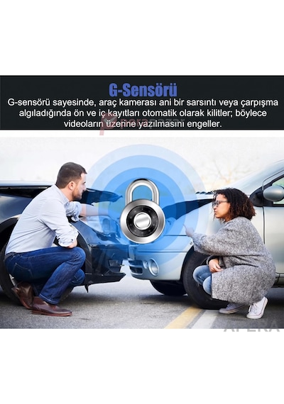 Zhuse A98 3 Kameralı Wi-fi Araç İçi Kamera Ekranlı Ön Kabin Ve Bagaj Kameralı İos Android Ve Class 10 Kart Uyumlu Yol Kayıt Cihazı