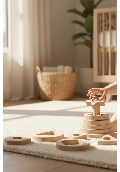Ahşap Eğitici Geometrik Dikey Puzzle Model Yapboz