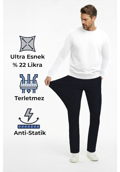Goffra Erkek Flexon Ultra Esnek Relaxed Beli Lastikli Jogger Pantolon Lacivert M702-r0433-05 Lacivert