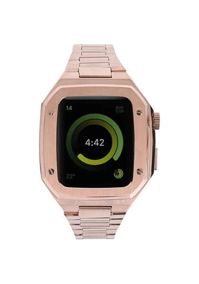 Jenerik Apple Uyumlu Watch 44mm Metal Petek Kasalı Kordon - Rose Gold
