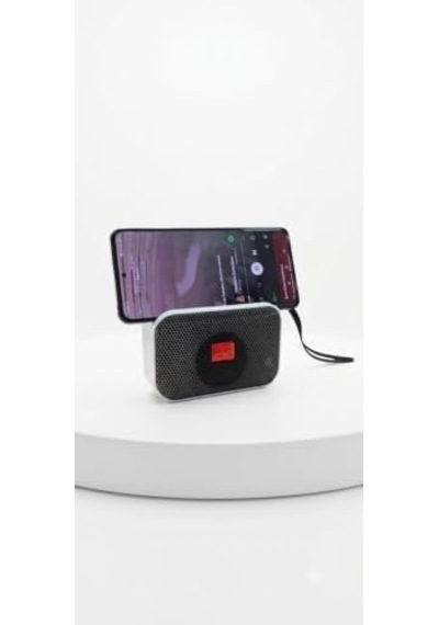 Bluetooth Hoparlör Speaker Led Işıklı Usb Ve Hafıza Kartı Destekli Telefon Standlı Taşınabilir Ürün Ön Panel Mavi