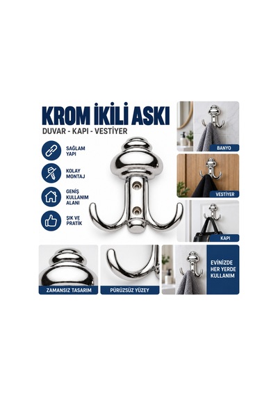 Vestiyer Askısı Parlak Metal Gri - 922682034 Gri