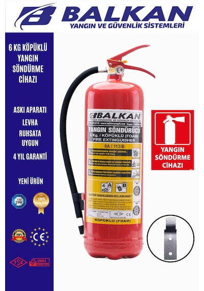 6 Kg Köpüklü Yangın Tüpü +levha +askı