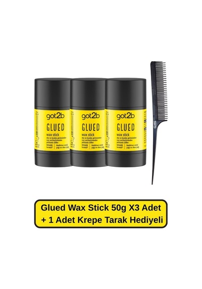 Got2b Glued Wax Stick 50 Gr X3 Adet + 1 Adet Krepe Tarak Hediye hnkgtbgldstckset2-6730