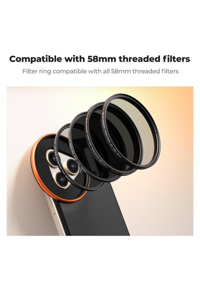 K&f Concept İphone 17 Pro Max Ve 58 Mm Dişli Filtrelerle Uyumlu, İphone Filtre Montajı Filtre Dahil Değildir