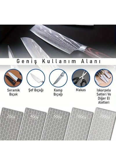 Valkyrie 5 Adet Elmas Biley Seti Bıçak Bileme Taşı Sulu Veya Susuz Biley Uzun Ömürlü Aşınmaz 200 400 600 1000 2000 Grit