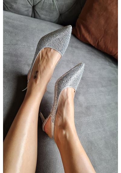 036 1313 Topukla Kadın Taşlı Alçak Topuklu Stiletto Abiye Ayakkabı 001