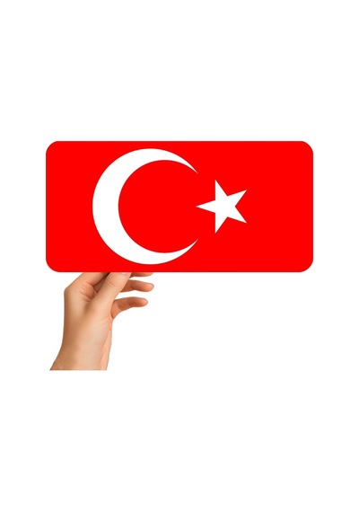 Türk Bayrağı Metal Tabela - Dekoratif Duvar Levhası Plaka 14.5x29.5 Cm