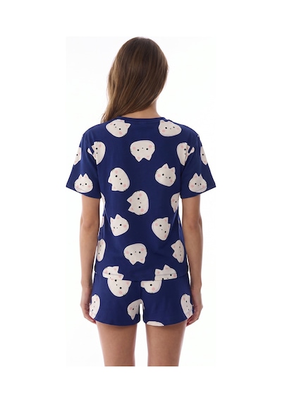 Penti Lacivert Happy Cats Şort Pijama Takımı