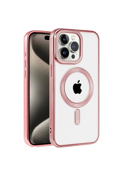 Apple iPhone Uyumlu 14 Pro Kılıf Kronos Magsafe Kapak - Rose Gold İtdark33013