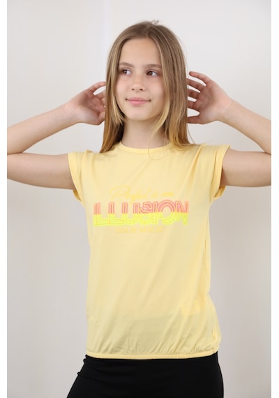 Toontoy Kids Toontoy Kız Çocuk Illusıon Baskılı Tişört Açık Sarı