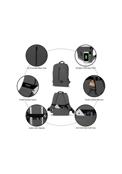 My Valice Smart Bag Galaxy Usb Şarj Girişli Notebook Sırt Çantası
