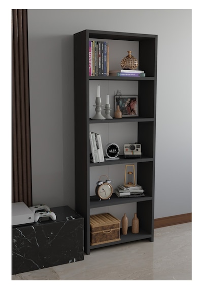 5 Raflı Kitaplık Dekoratif Çok Amaçlı Düzenleyici Raf 150 Cm Salon Çalışma Odası Raf Antrasit 5 Raflı Kitaplık Dekoratif Çok Amaçlı Düzenleyici Raf 150 Cm Salon Çalışma Odası Raf Antrasit