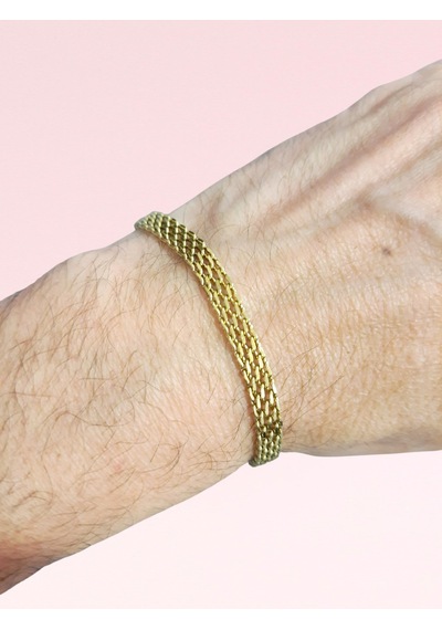 Çelik Bileklik Sık Örme Lüks Model 4 Mm Genişlik 19 Cm Uzunluk 5 Cm Ek Altın Sarısı Gold Altın