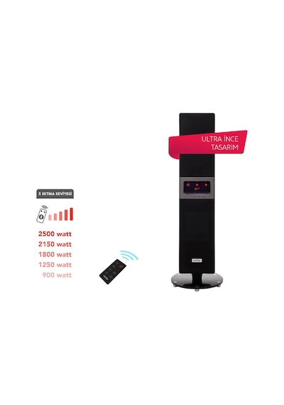 Simfer Sr2500 Single X Karbon Serisi Ip65 Suya-toza Dayanıklı Siyah Uzaktan Kumandalı İç/dış Mekan Isıtıcı