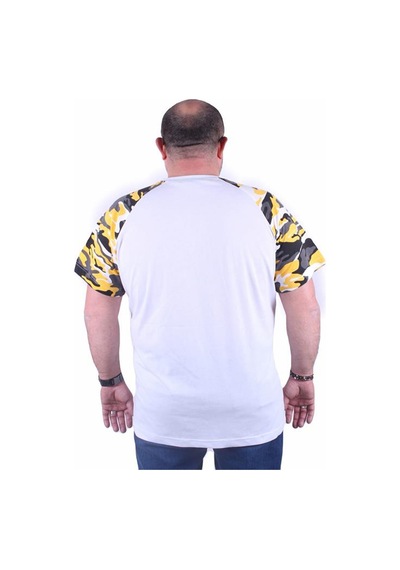 Starbattal Büyük Beden Raglan Sleeve Camouflage Erkek Tişört 23146 Hardal - Unisex Hardal