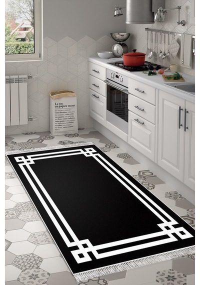 Eko Trend Djt Banyo Paspası Yıkanabilir Kaymaz Taban 1669 Modern Siyah