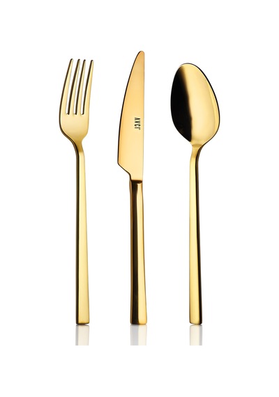 Avcı Klas Titanyum Gold 89 Parça Çatal Kaşık Bıçak Takımı Altın