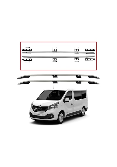 Renault Trafic Tavan Çıtası Port Bagaj Taşıyıcı Uzun Gri 2015+