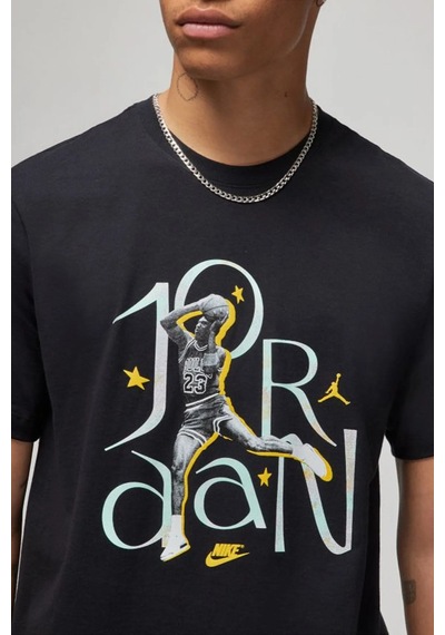 Nike Jordan Mens Tee Grafik Baskılı Pamuklu Erkek Tişört Siyah