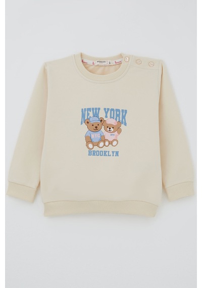Breeze Kız Çocuk Sweatshirt Dost Ayıcıklar Baskılı 1.5-5 Yaş , Krem