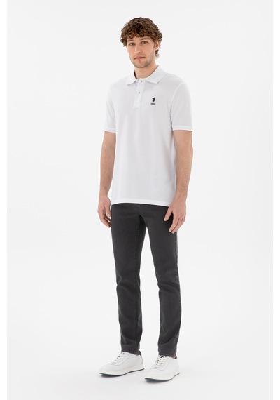 U.S. Polo Assn. Erkek Regular Fit Polo Yaka Beyaz Basic Tişört 50298031-VR013