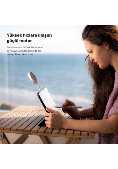 Xenon Smart El Vantilatörü / Şarjlı Taşınabilir Teleskobik Katlanabilir Sessiz Mini Fan X6104 Gri