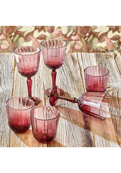 Bella Maison Colore Kesme Kadeh 6'lı Gül Kurusu 310 CC Pembe