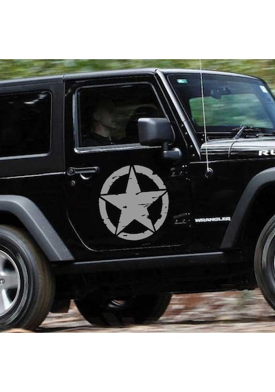 Askeri Yıldız Sticker - 4x4 Off Road Adventure Kamp Avcı Sticker - Araba Oto Motosiklet Karavan Sticker - 00677 15x15 Cm