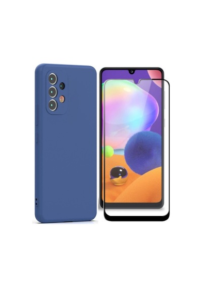 Samsung Galaxy Uyumlu A33 5g Esnek Dayanıklı Soft Tasarım Kılıf Ve Tam Kaplayan Ekran Koruyucu Col177965-mavi