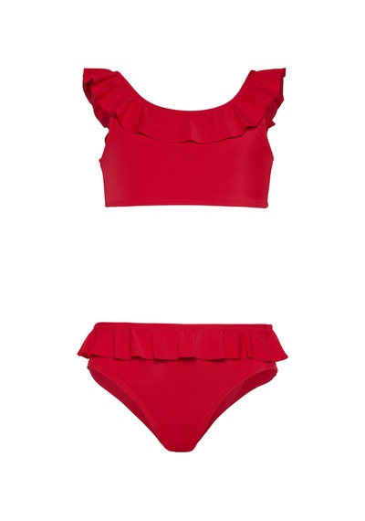 Toosalty Kız Çocuk Kırmızı Volanlı Bikini Takımı 25sg006st Kırmızı