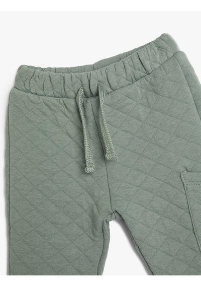 Koton Jogger Kapitone Eşofman Altı Beli Bağlamalı Cep Detaylı Pamuklu Yeşil 4wmb40026tk Yeşil
