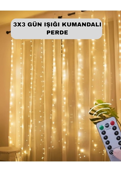 Uzaktan Kumandalı Perde Tipi Günışığı Peri Led Işık Dekorasyon Açık Mavi